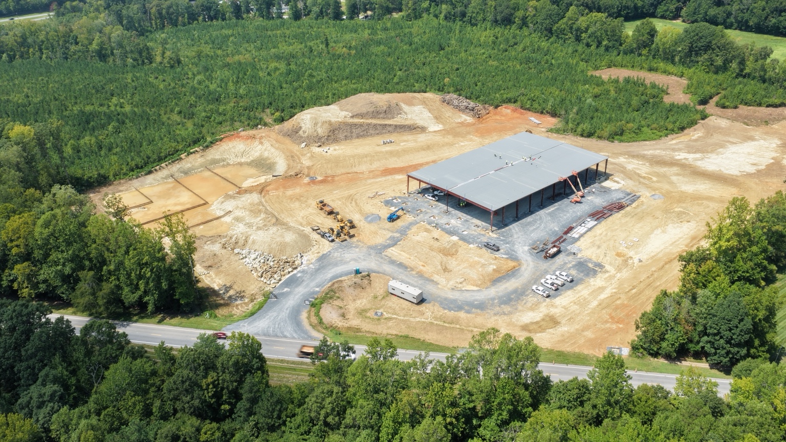 Aerial view of the Carolina Facilities property under construction in Randleman, North Carolina
